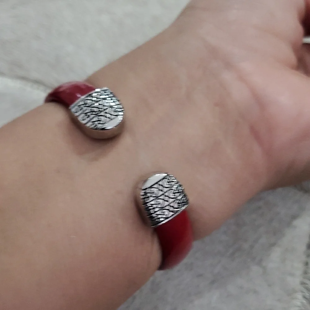 Geneva Women's Watch with Red Strap and Silver Case